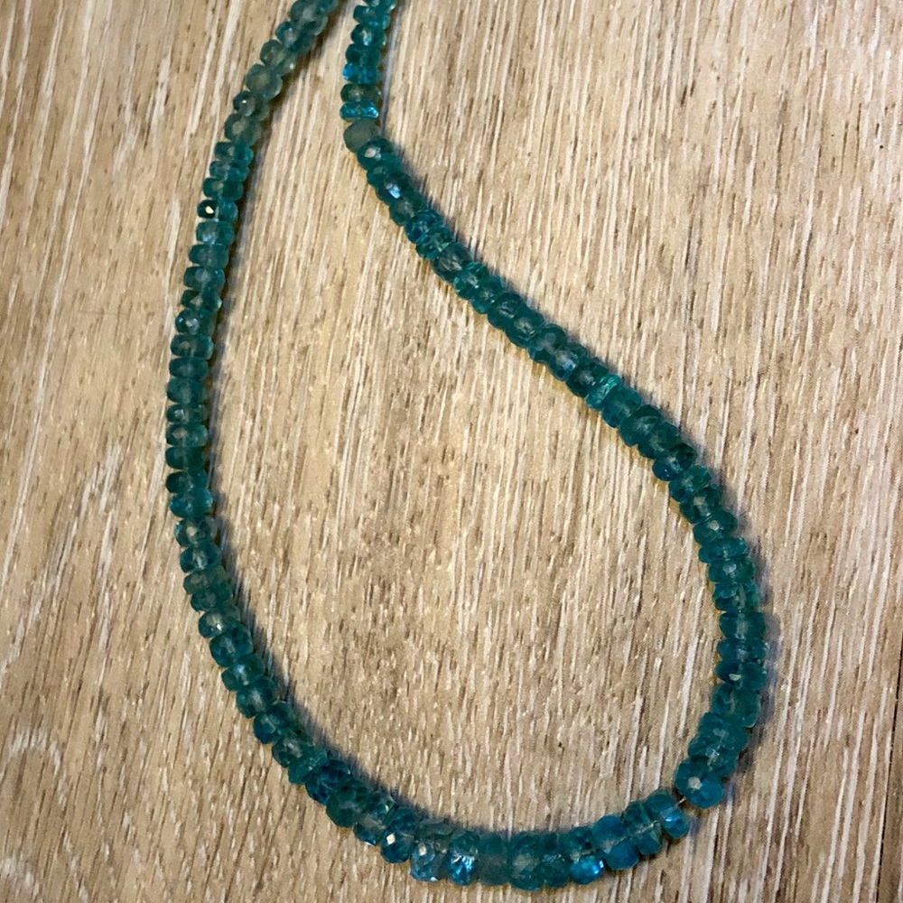 Blue Apatite Gemstone Necklace Sterling Silver